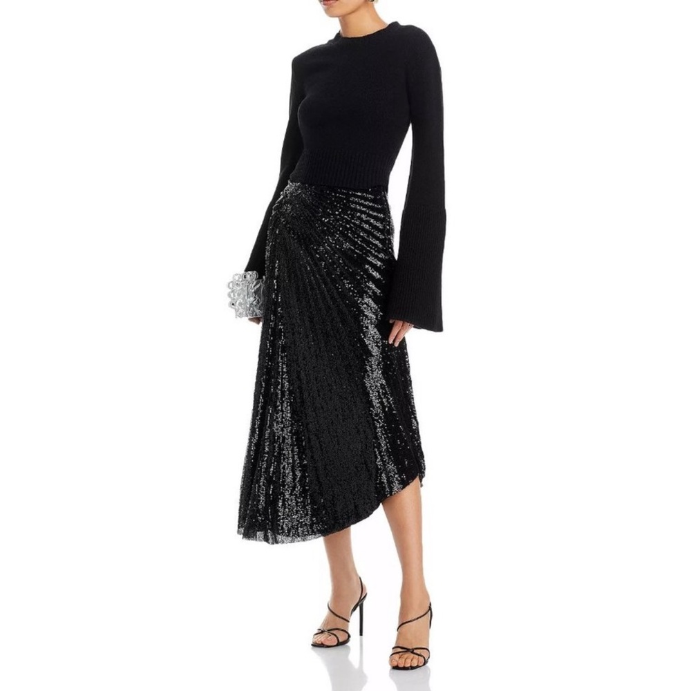A.L.C. Tori asymmetric pleated sequined tulle midi skirt sz 2 NWT - Picture 5 of 13